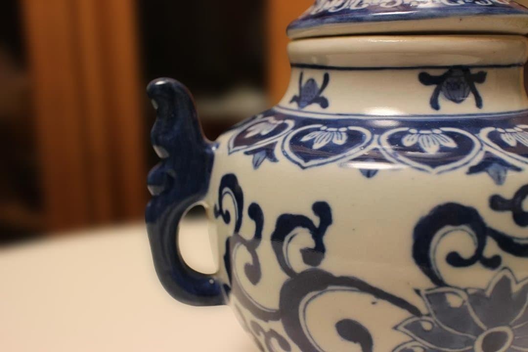 染付　　香炉　花瓶　壺　中国　乾隆年製　唐物