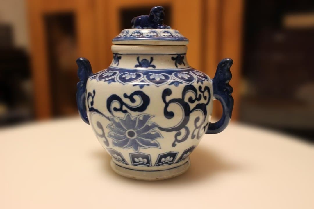 染付　　香炉　花瓶　壺　中国　乾隆年製　唐物