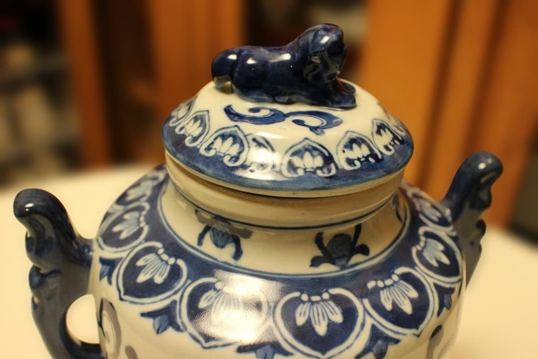 染付　　香炉　花瓶　壺　中国　乾隆年製　唐物