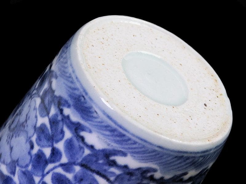 古伊万里　染付　牡丹に牡丹葉繋ぎ紋の図　蕎麦猪口　 C503AS-CSw