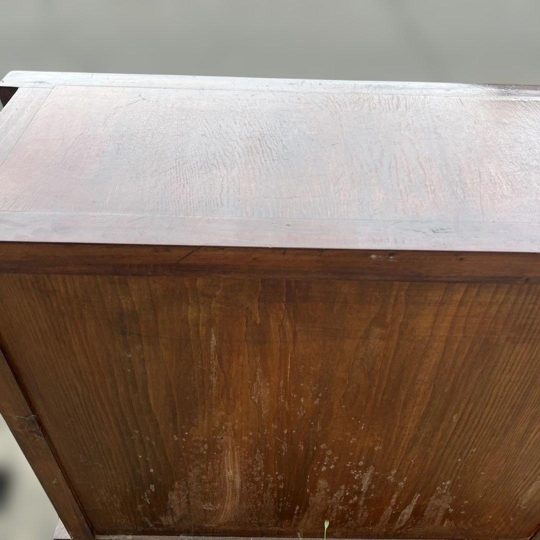 和風木製箪笥 花模様金具付き　車箪笥