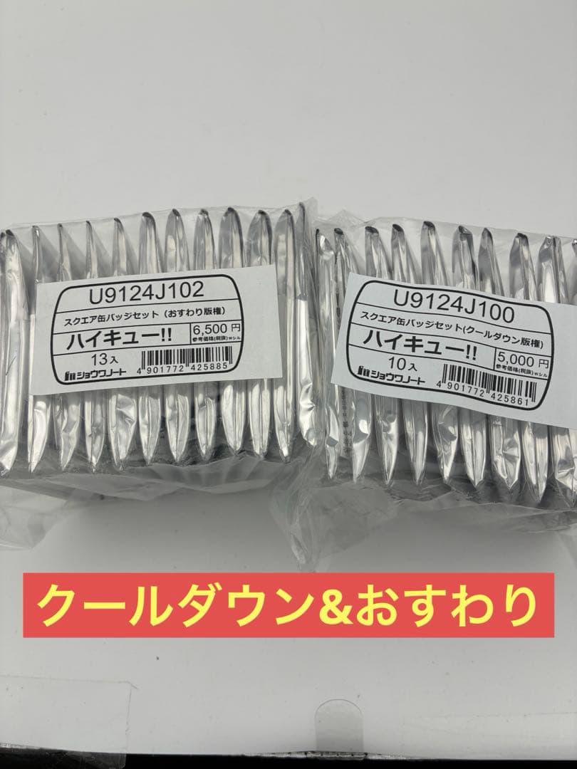 ハイキュー！！スクエア缶バッジ おすわり版権 クールダウン版権セブンネット