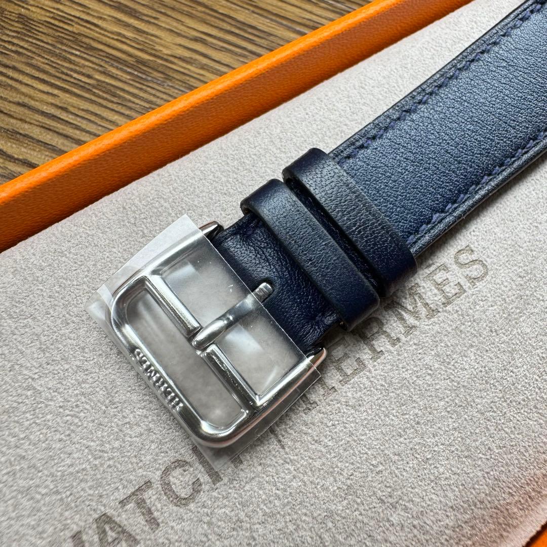 2525 ほぼ未使用　Apple Watch エルメス　ネイビー　レザーバンド