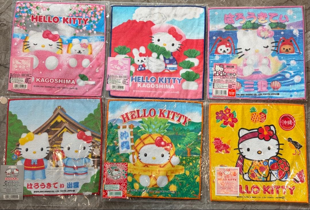 【希少】ハローキティ ご当地ハンカチ 91枚セット 未使用 平成レトロ