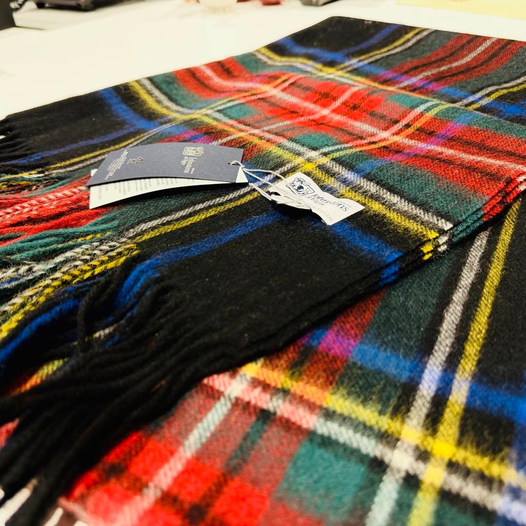 ジョンストンズ カシミア 大判ストール マフラー ブラックスチュワート（即発）