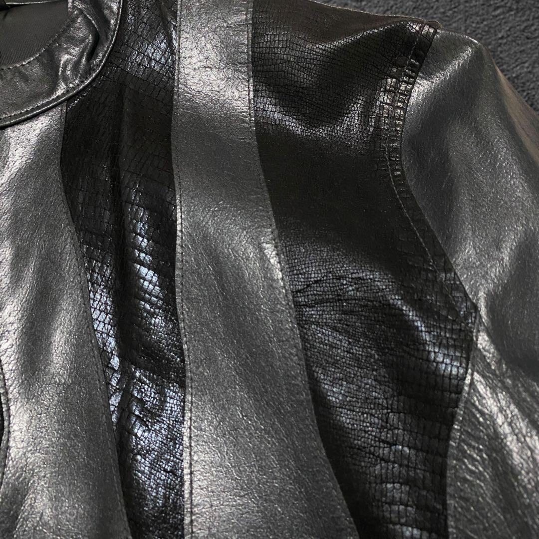 ジャケット・アウター FICCE crocodile embossed leather jacket