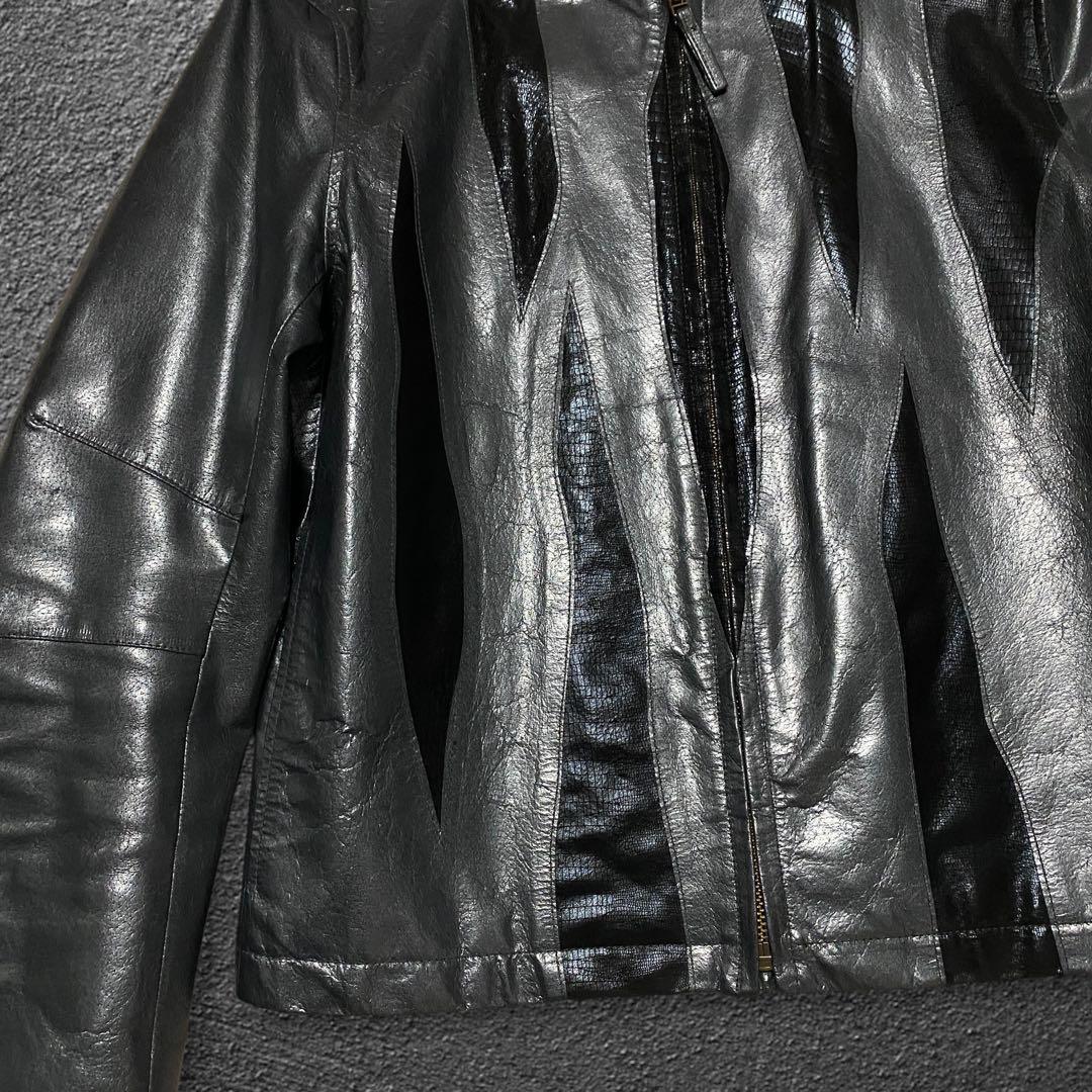 ジャケット・アウター FICCE crocodile embossed leather jacket