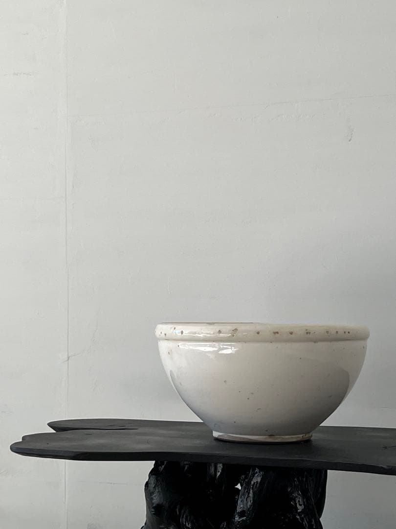 戦前 平清水焼 白磁鉢 ／ こね鉢 白磁ボウル デルフト