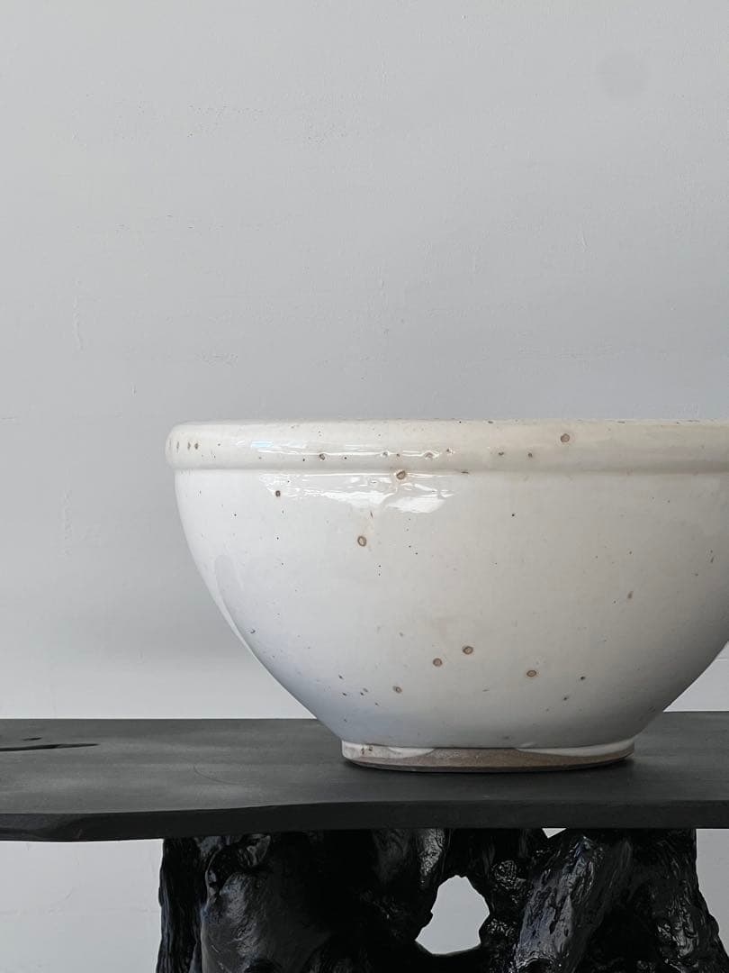 戦前 平清水焼 白磁鉢 ／ こね鉢 白磁ボウル デルフト