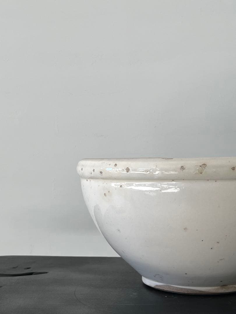 戦前 平清水焼 白磁鉢 ／ こね鉢 白磁ボウル デルフト