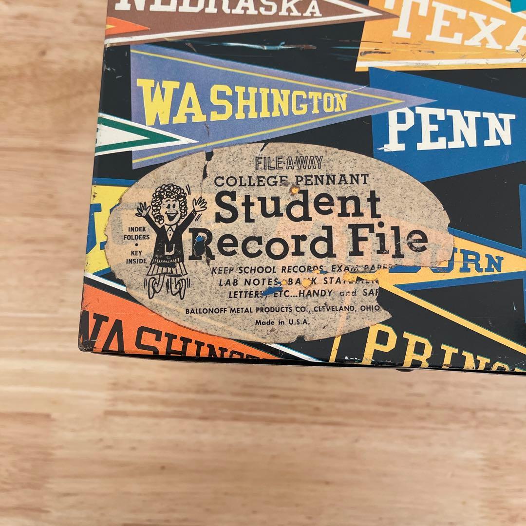 60's カレッジ　ペナント　レコードボックス　ヴィンテージ