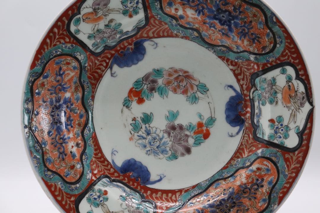 江戸　伊万里錦絵　大皿　蝙蝠　アンティーク　送料込み1006