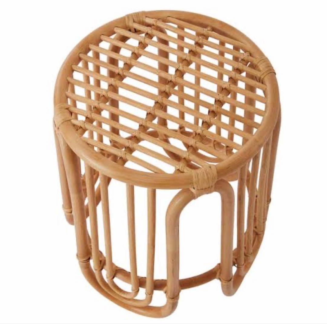 【美品】OYOY オイオイ ラタン レインボー スツール 椅子 丸イス