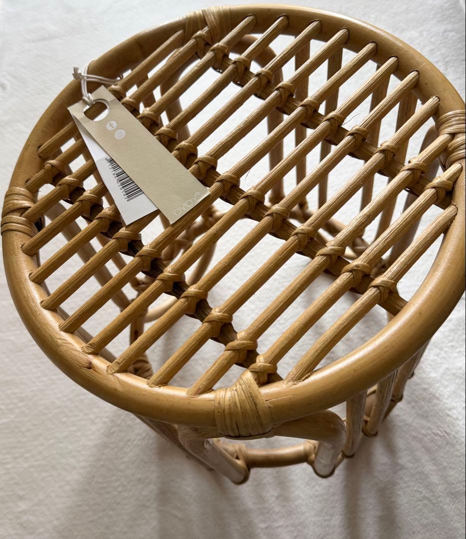 【美品】OYOY オイオイ ラタン レインボー スツール 椅子 丸イス