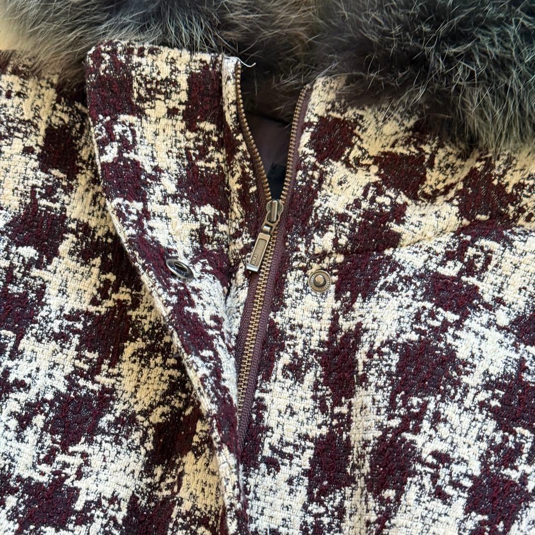 【美品】DAMA collection フード付き ツイードコート 千鳥格子 M