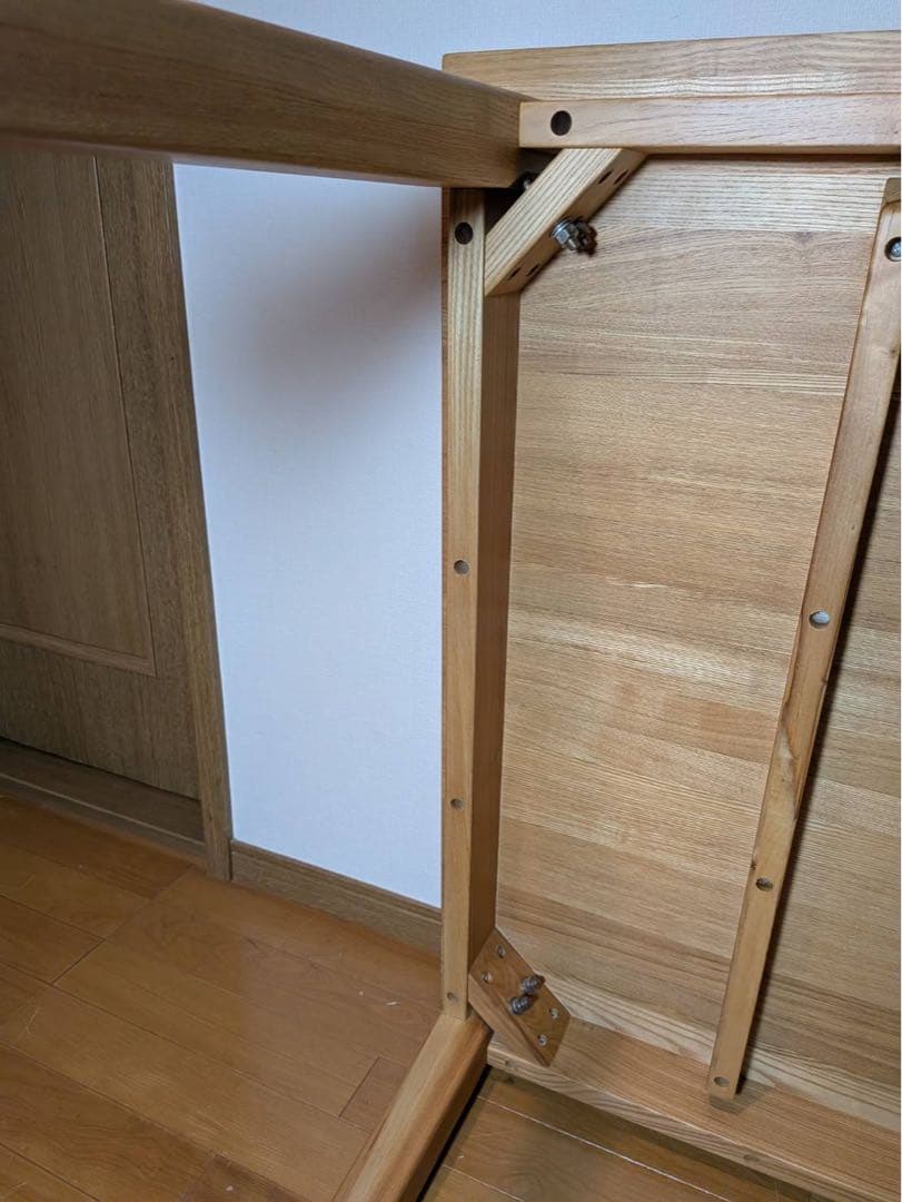 ■送料込■無印良品 正方形 木製デスク タモ材 天然木 廃盤机ダイニングテーブル