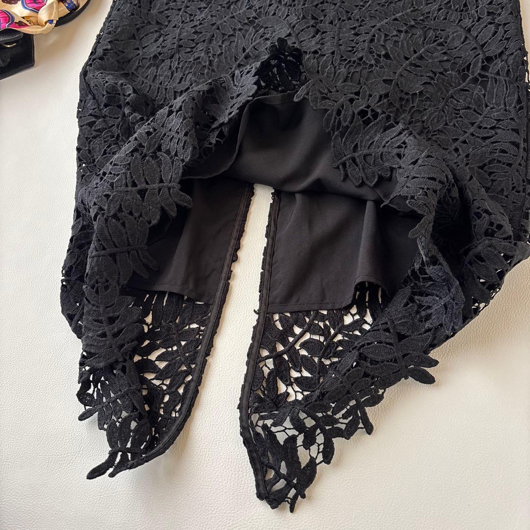 美品♡レジャ leja ドレス リーフレースカラー セットアップ ブラック M