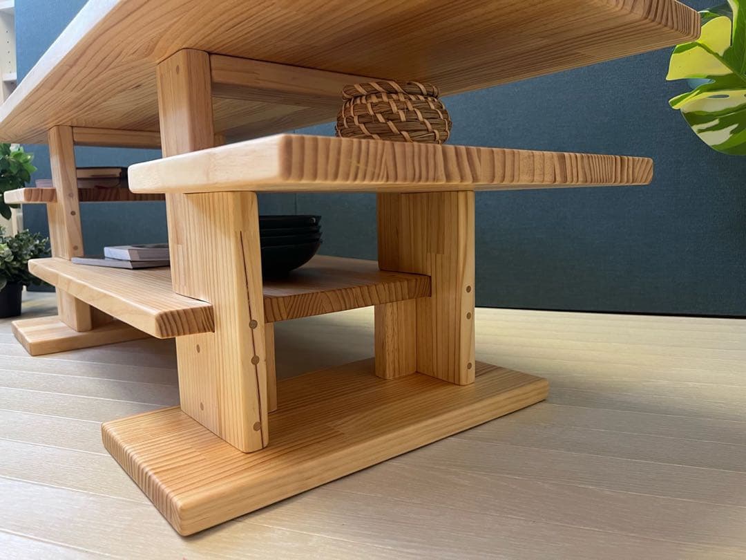 【在庫整理】 ローテーブル 木組みたっぷり収納 120cm 45cm パイン