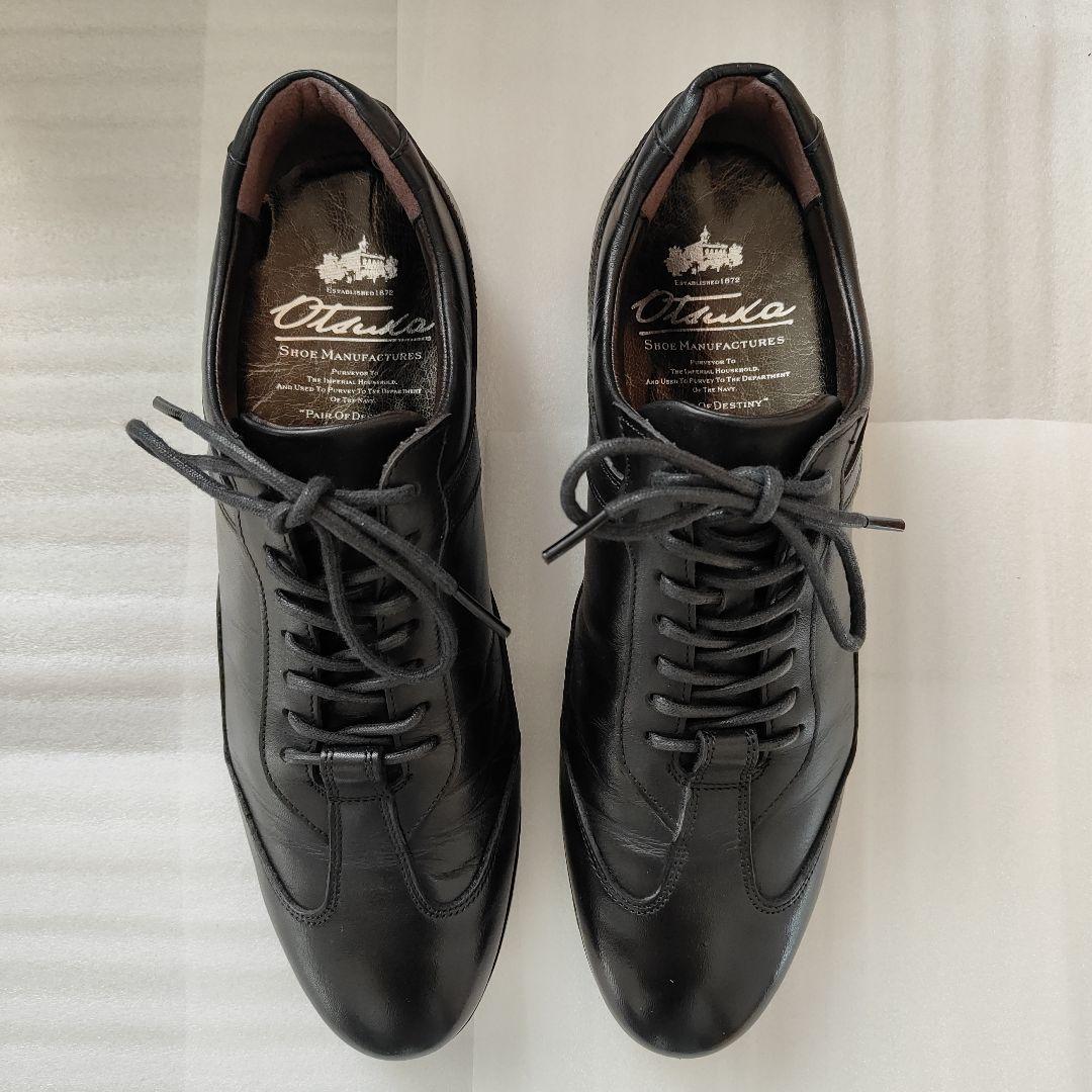 【美品】大塚製靴レザースニーカー　HS-6009ジェントル　ブラック　24EEE