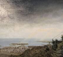 【真作】絵画　廣岡真知子　油彩10号　雨あがり　写実風景　箱・黄袋入　Y34