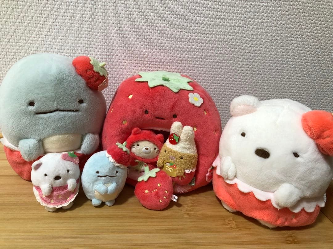 【匿名配送】喫茶すみっコでいちごフェア いちごのおうち　ぬいぐるみセット