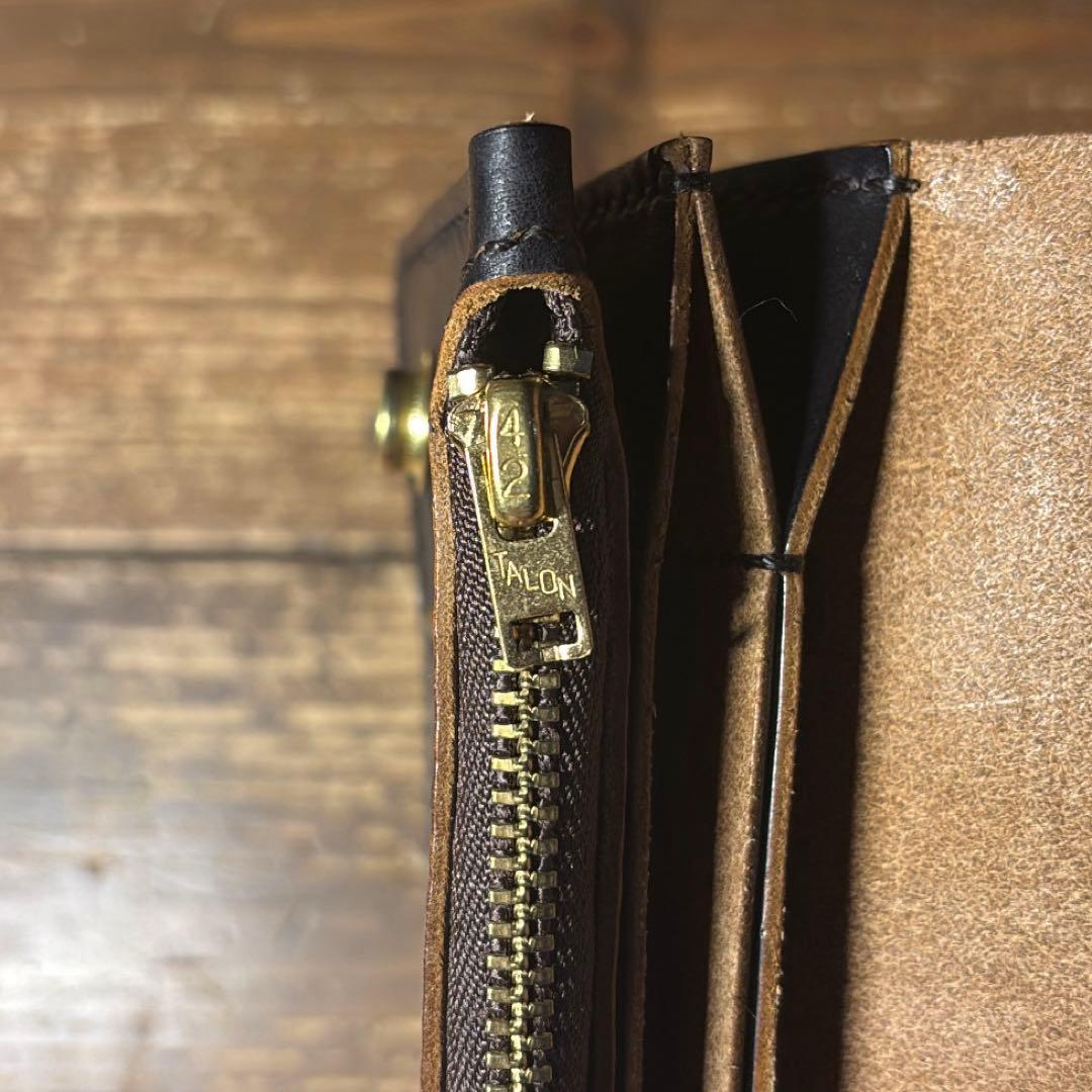 1点のみたつのハンドワックスレザー茶芯トラッカーウォレットチェーンセット