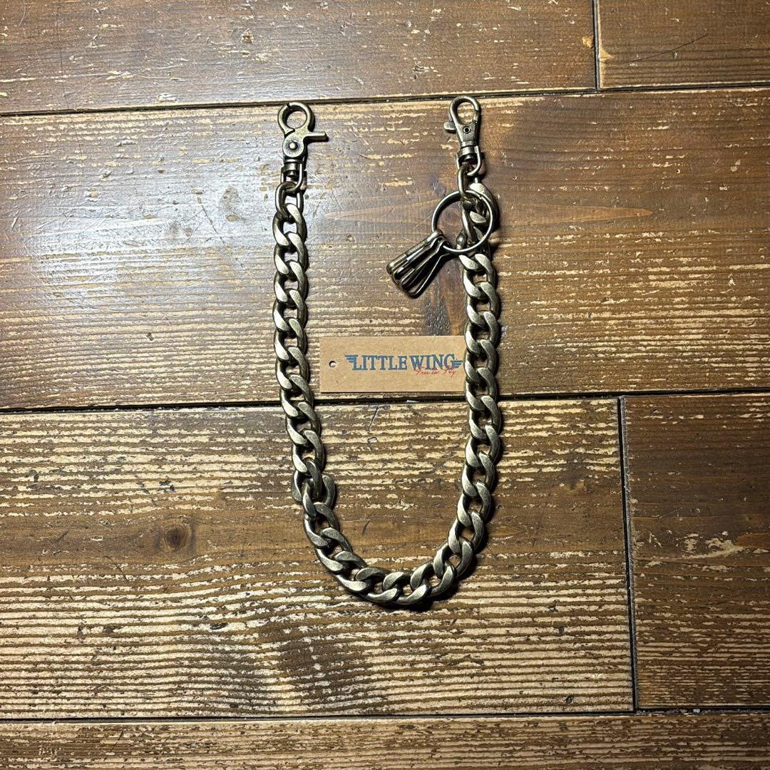 1点のみたつのハンドワックスレザー茶芯トラッカーウォレットチェーンセット