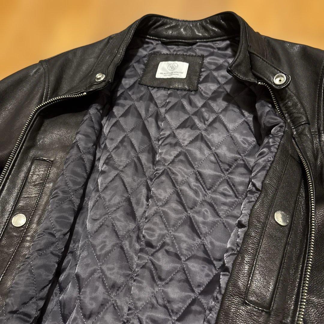 ユナイテッドアローズ　シングルライダース ブルゾン　ブラック　やぎ革　M