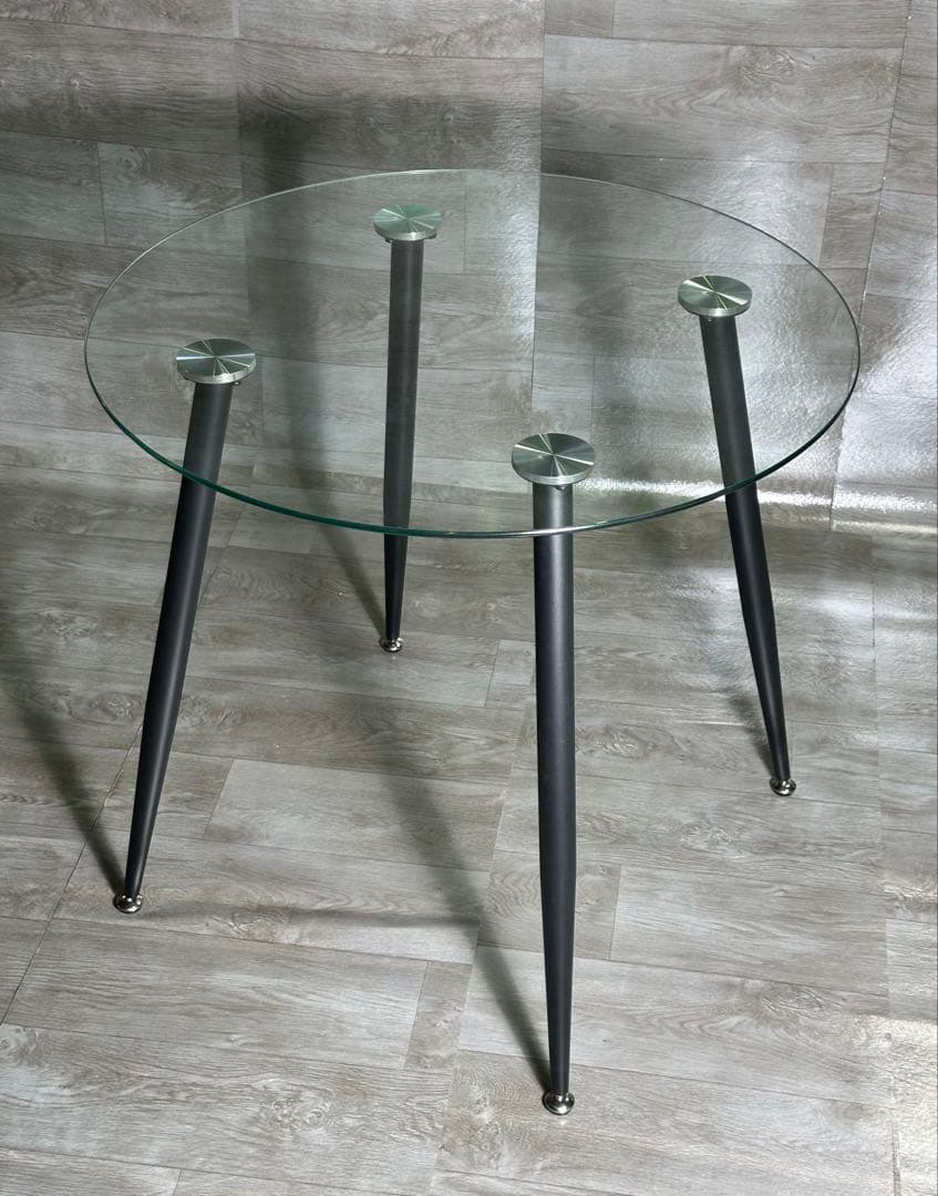 丸テーブル オシャレ 強化ガラス テーブル ラクラク組立 新品 未使用品