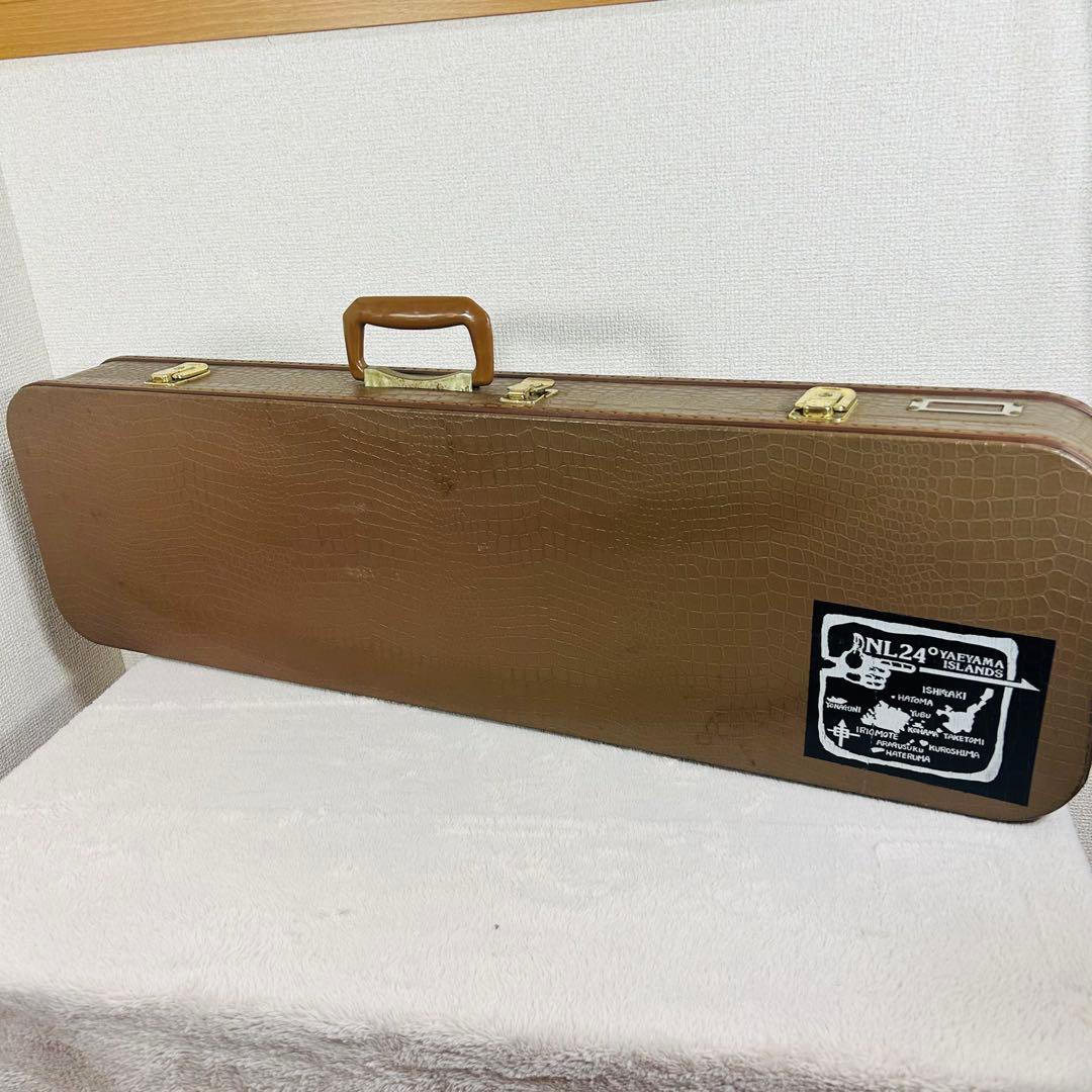 【美品】沖縄三線 三味線 人工革 合皮 ヘビ柄　ハードケース付 民族楽器 弦楽器