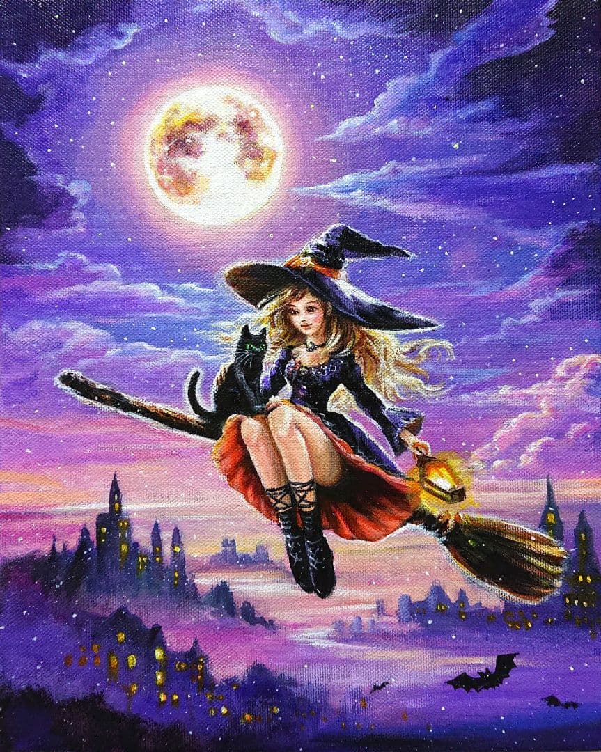 n*y様 【黒猫と共に】アクリル画 F3 風景画 絵画