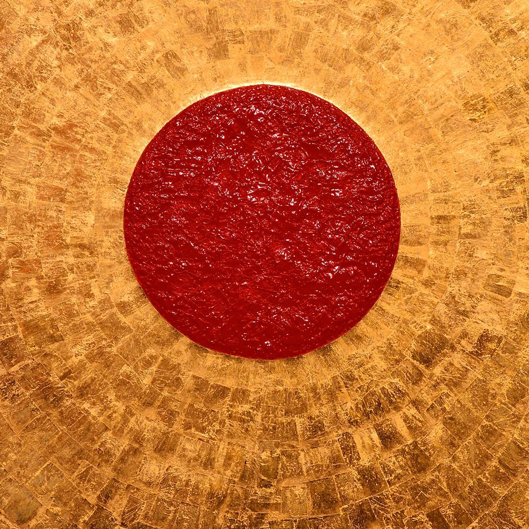 石川県金沢産24K純金箔使用●『太陽』●がんどうあつし絵画油絵膠日の丸日本輝き☆