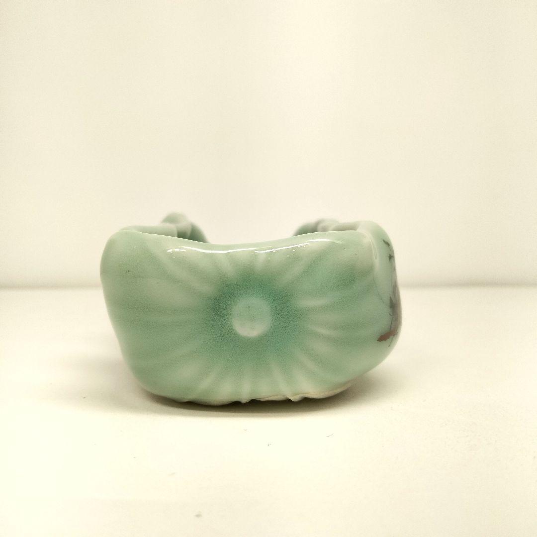 Ｒ397-1 明治期 瀬戸焼 白雲在銘 筆洗 漢詩絵付碧江 DD