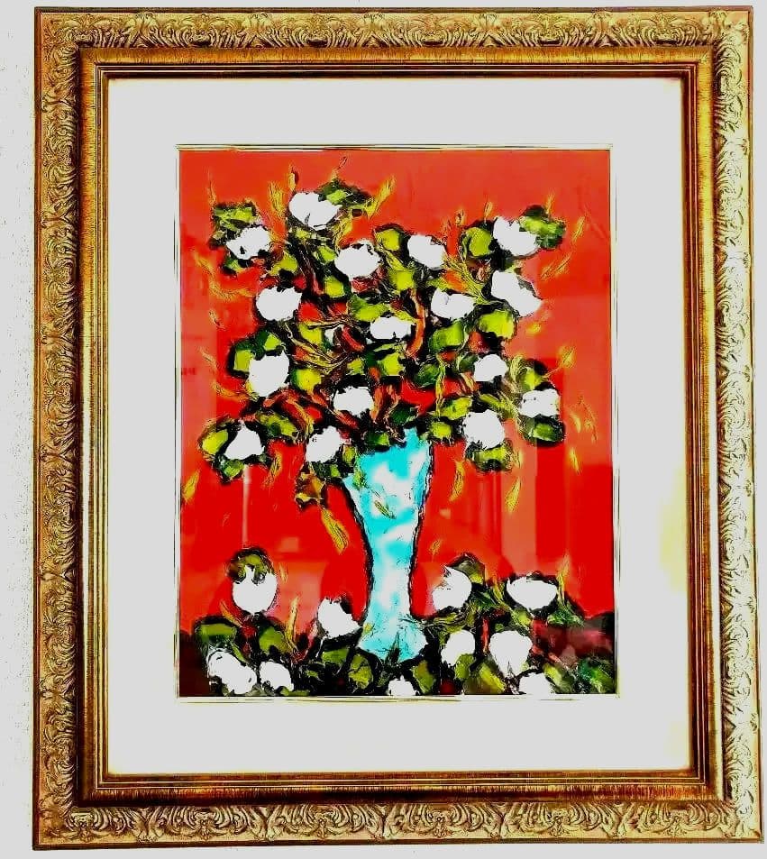 美品✨️油絵　アントワンキニブリー　レッド&ホワイト　64.5×74.5