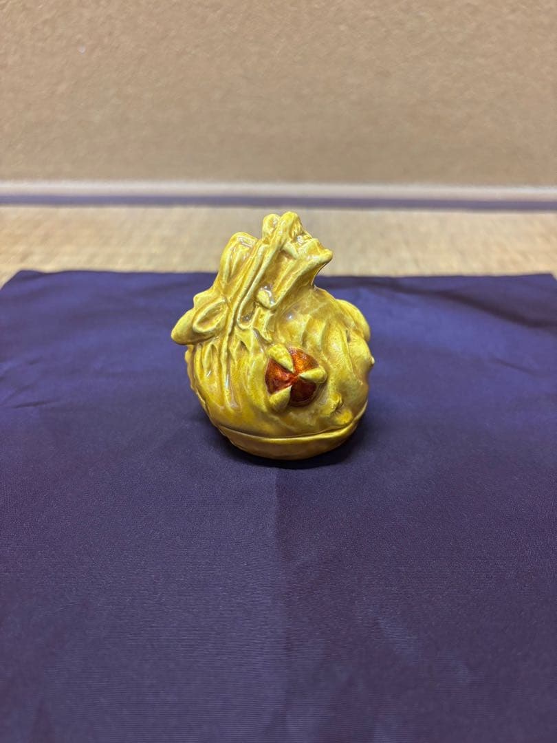 中村翠嵐　黄交趾　龍香合　交趾　干支　京焼