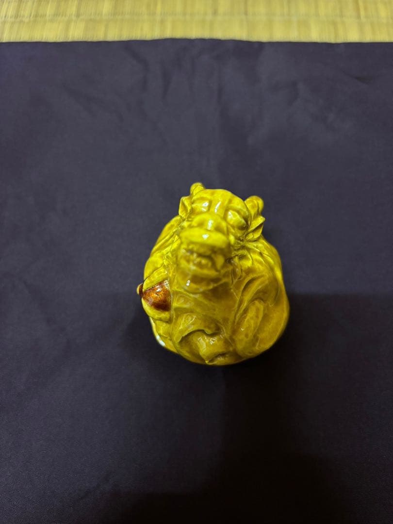 中村翠嵐　黄交趾　龍香合　交趾　干支　京焼