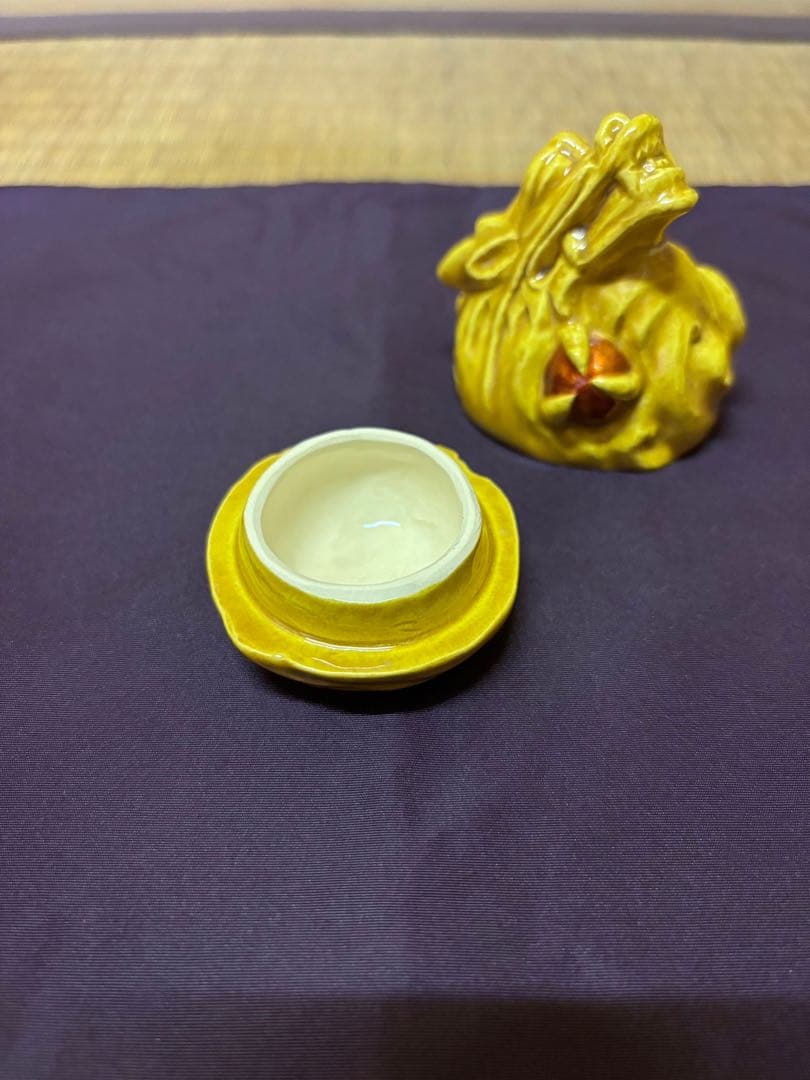 中村翠嵐　黄交趾　龍香合　交趾　干支　京焼