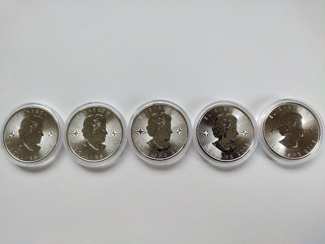 カナダ王室造幣局発行 メイプルリーフ銀貨 1オンス 5枚セット
