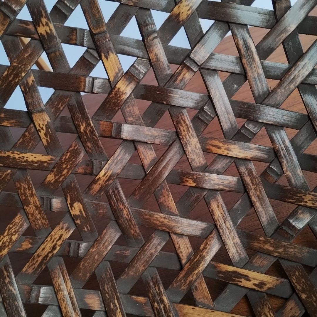 土佐の虎斑竹 かご 竹籠 竹細工 漆塗り 日本製 亀甲盛り籠