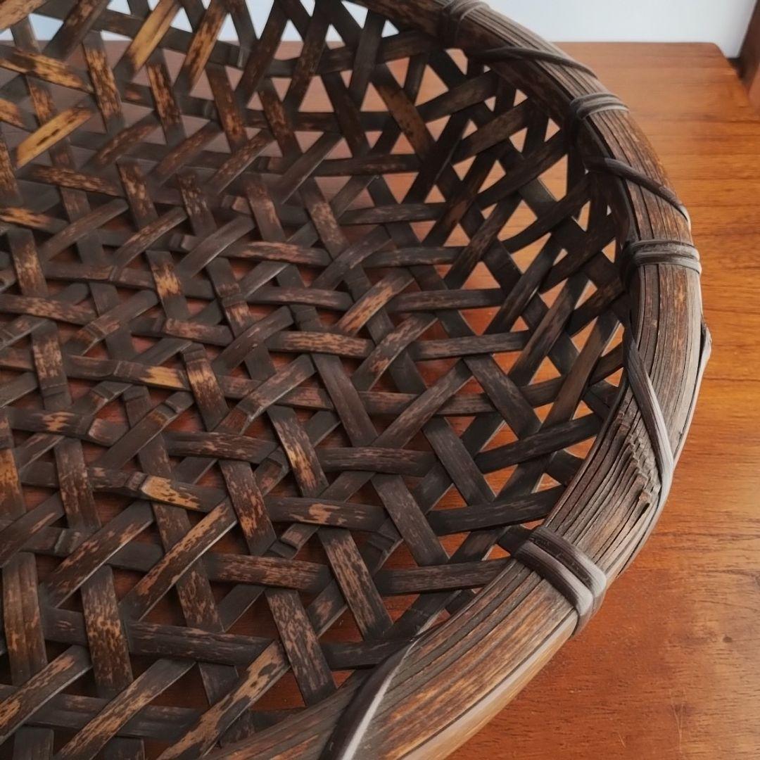 土佐の虎斑竹 かご 竹籠 竹細工 漆塗り 日本製 亀甲盛り籠
