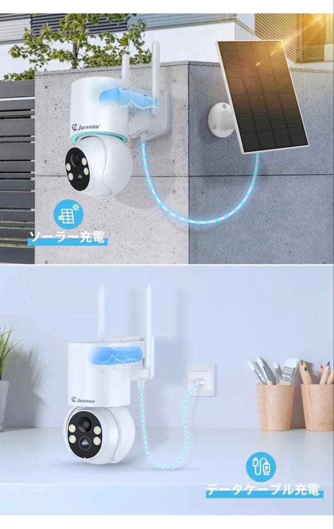 Jennov 防犯カメラ 2台セット 13インチモニター