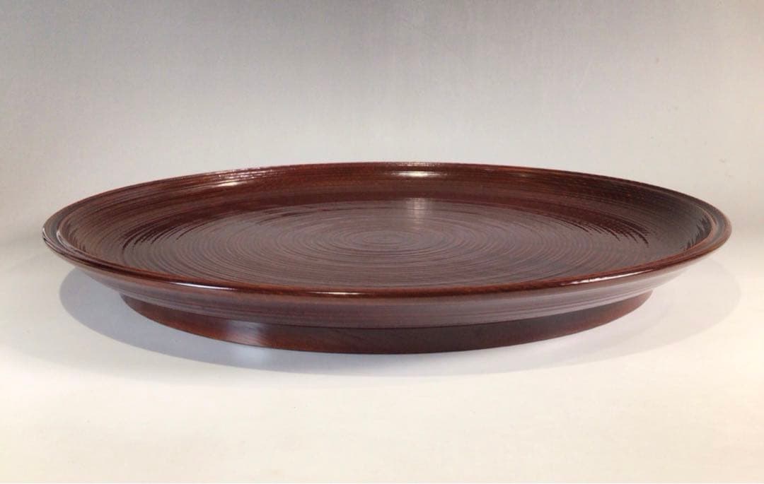 Ｐ２３７　丸盆　『岡本漆専堂』『溜塗』『即中斎好』『呂久呂目盆』　共箱　菓子器