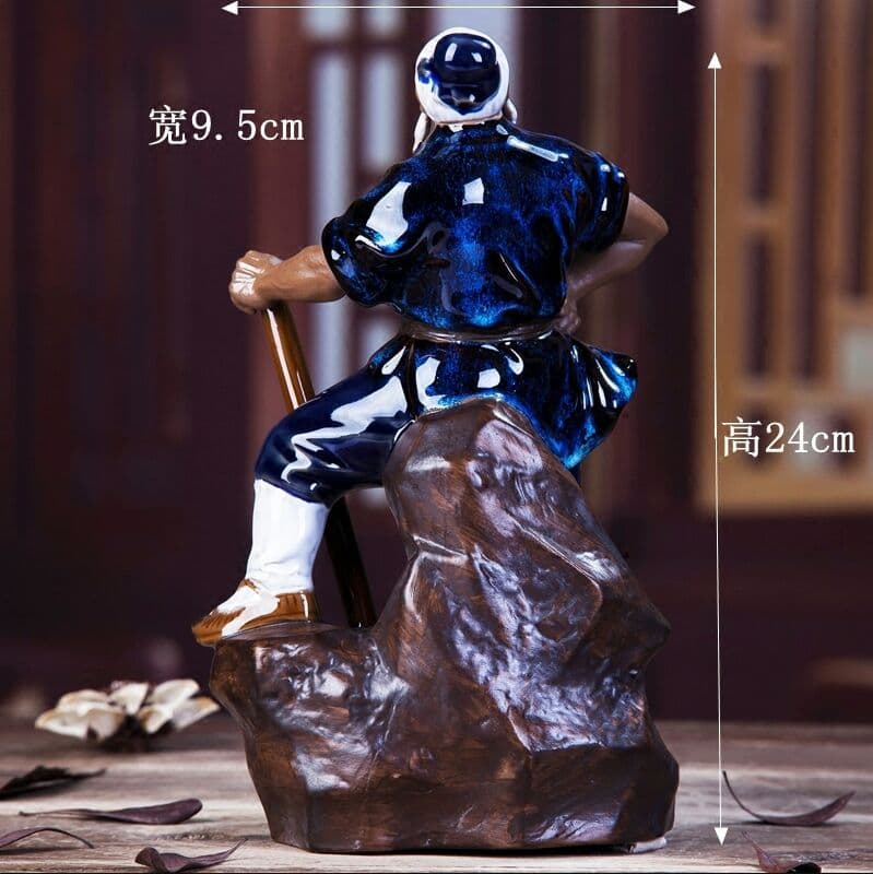 石湾公仔創意陶磁老人、愚公移山、風水事務室装飾品