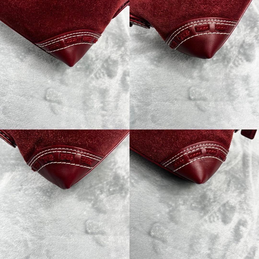 美品 COACH コーチ アクセサリーポーチ スエード レッド 赤