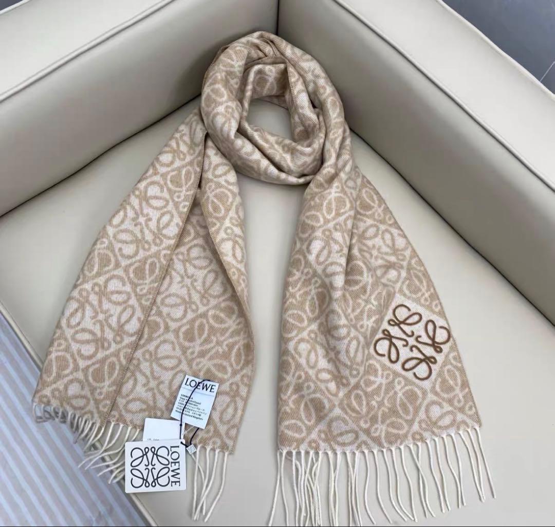 LOEWE ロエベ アナグラム柄 ベージュ マフラー 180×45
