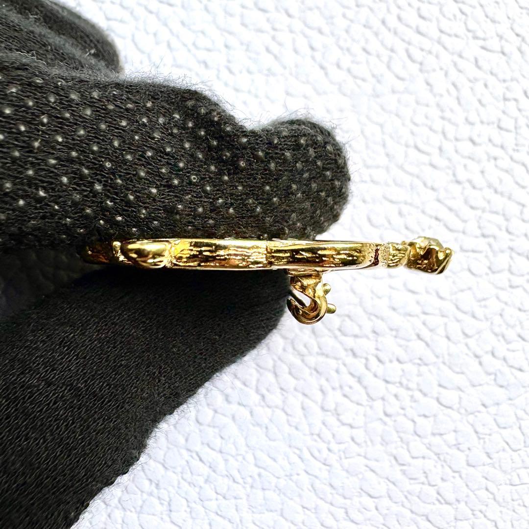 極美品✨ディオール ブローチ エンブレム ラインストーン ヴィンテージ