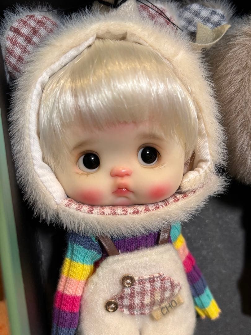 粘土ヘッドドール　海外作家様　2体セット　お洋服付き