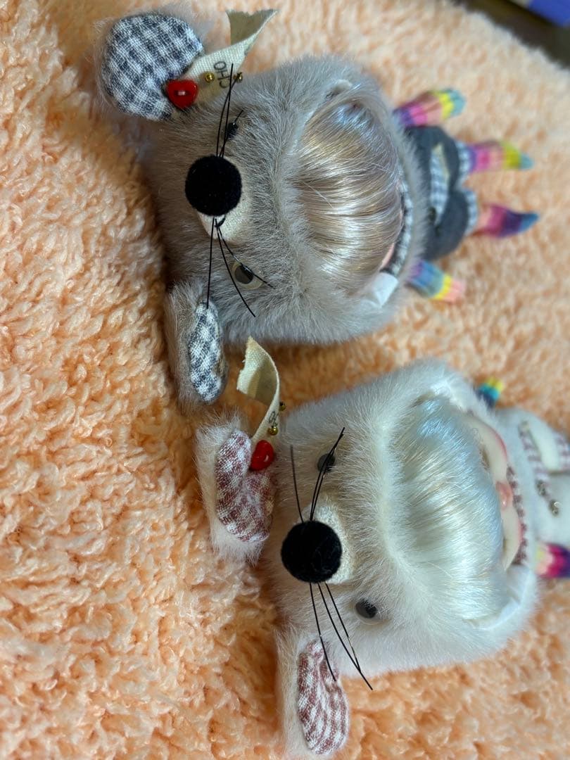 粘土ヘッドドール　海外作家様　2体セット　お洋服付き