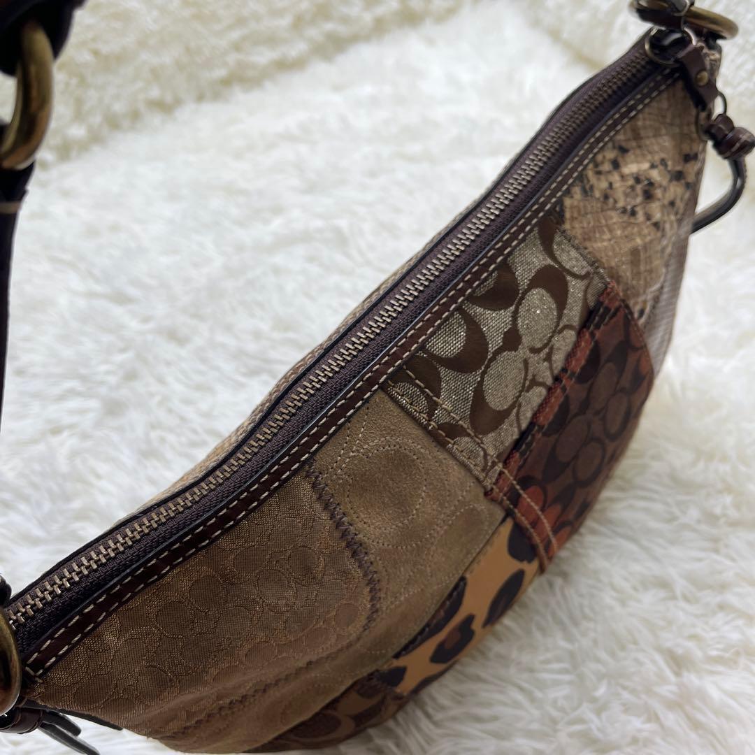 希少 COACH シグネチャー　レオパード　パッチワーク　ショルダーバッグ