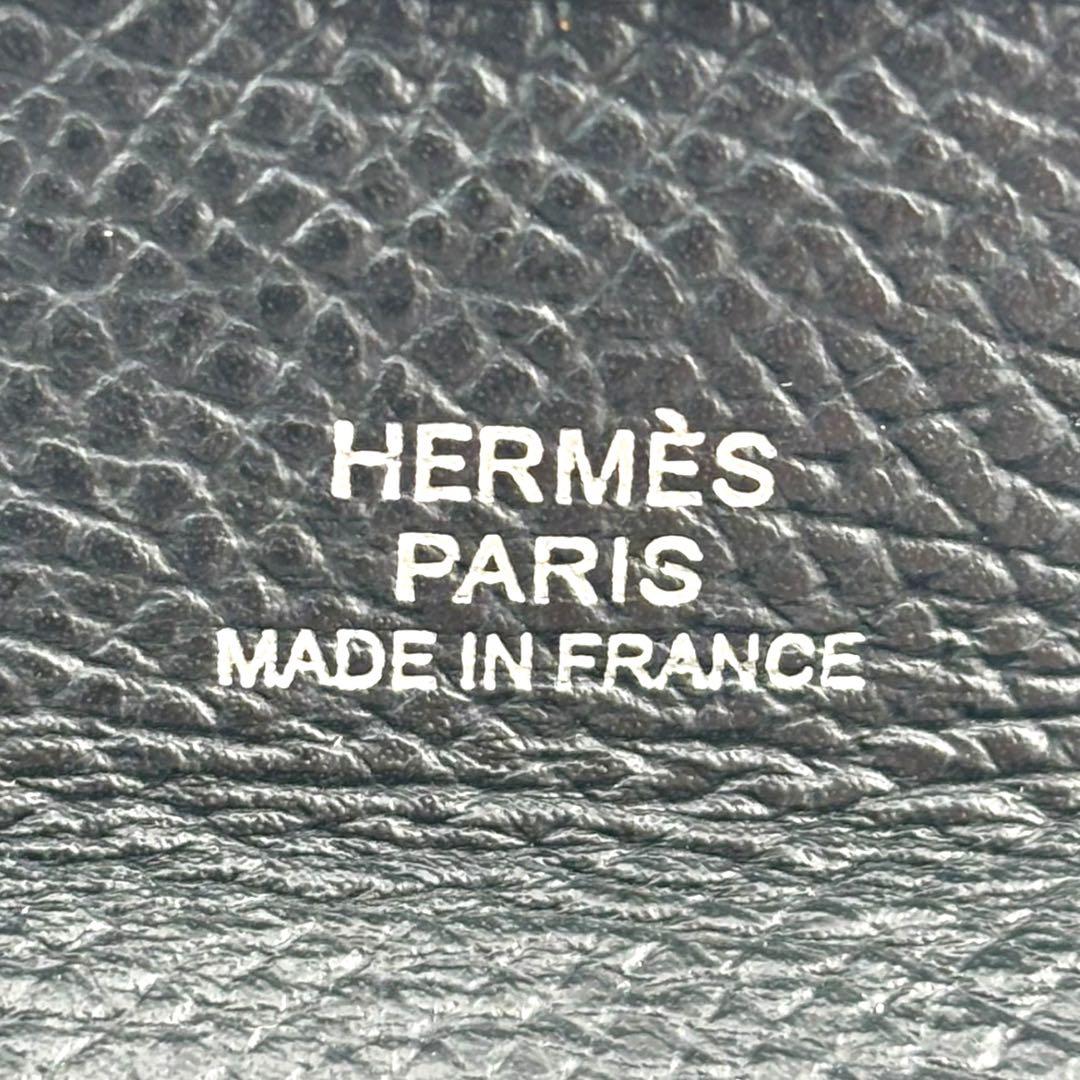 美品 エルメス バスティア ケース ブラック レザー T刻印 箱付き